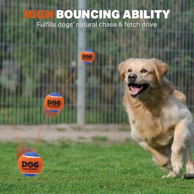AMA SPORT Squeaky Tennis Balls for Dogs 2.5" Small Medium Dog Tennis Balls for Throwing and Fetching Dog Toys for Training, Exercise, High Bouncing 4 Pack (Orange Yellow)