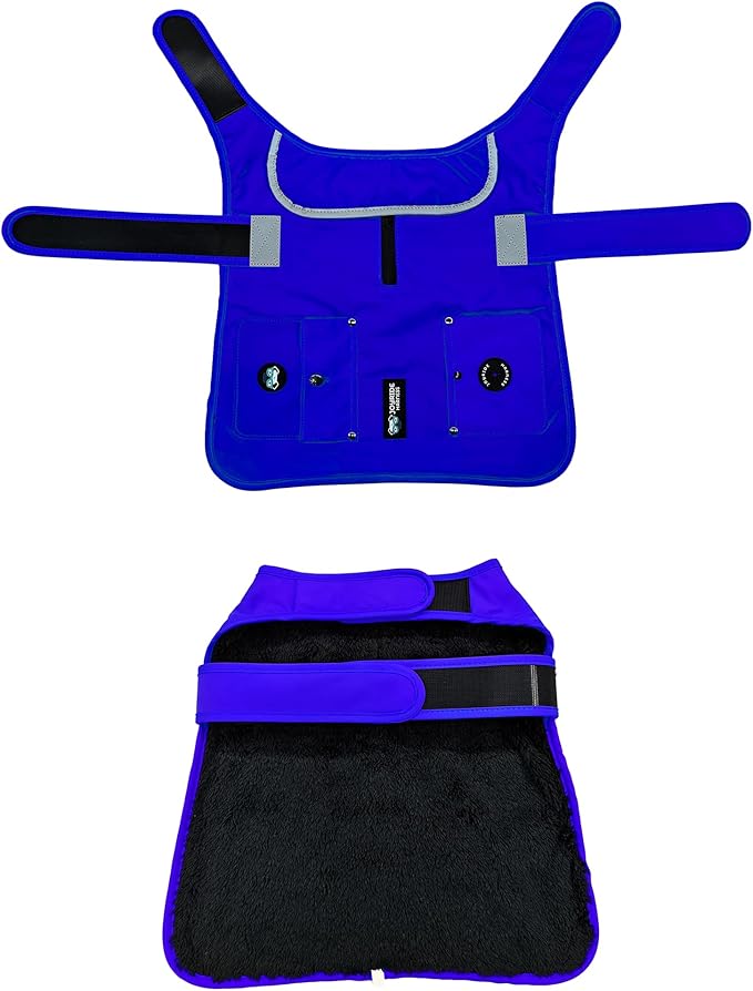 Joyride Harness FrostFlex Dog Winter Jacket - Fleece Lined & Water-Resistant - Snowsuit with Pockets for Treats & Poop Bags - Durable Cold Weather Dog Coat - Blue Serenity-XL