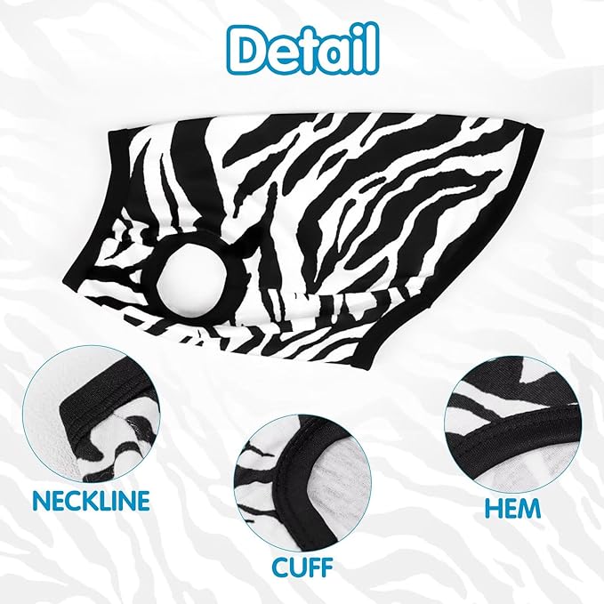 Adorable Zebra Print Dog Shirts – Lightweight, Cozy Outfit for Small to Medium Dogs, Soft & Snuggly Pet Wear for Everyday Comfort and Cuteness.Black XS