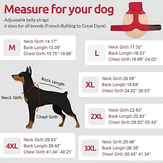 ASENKU Warm Dog Coat, Waterproof Dog Jackets for Large Dogs with Reflective Fleece Vest Turtleneck with Button, Windproof Cold Weather Coats for Small Medium Large Dogs, Dark Red, L
