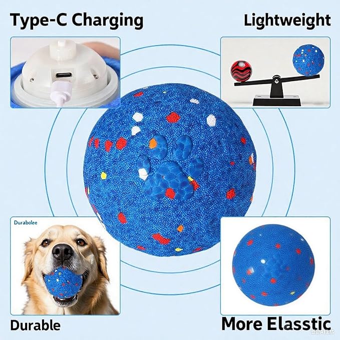 2025 Upgraded Interactive Dog Toys for Aggressive Chewers,E-TPU Interactive Dog Balls Moving Dog Toys to Keep Them Busy,Dogs Chew Toys for Dogs,Automatic Rolling Activated Dog Toy Ball Pet Supplies