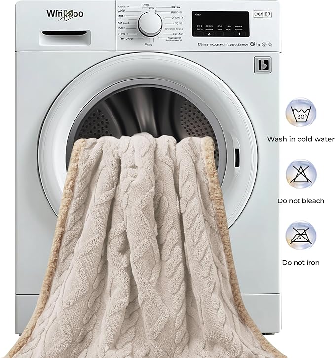 Waterproof Pet Blanket, Liquid Pee Proof Dog Blankets for Sofa Bed Couch, Reversible Sherpa Fleece Furniture Protector Cover for Small Medium Large Dogs Cats,Beige-Thicken Large（65" x 57"）