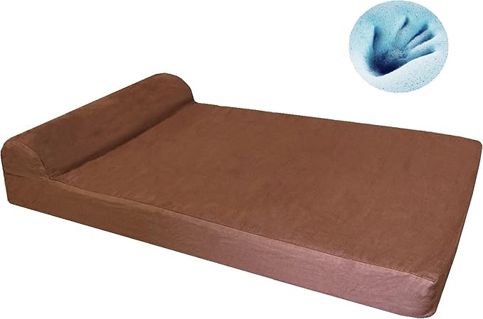 Dogbed4less Premium Jumbo HeadRest Orthopedic Cool Memory Foam Dog Bed for Large and Extra Large Dogs, Waterproof Liner with Durable Denim Cover, 55X47X4