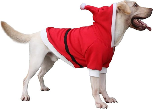 Santa Claus Father Christmas Costumes Clothes for Extra Large Dogs Hoodies Labrador Rottweiler Great Dane, Red, 3X-Large