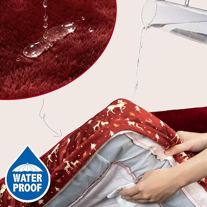 Comfort Expression Orthopedic Dog Bed for Extra Large Dogs 42x30 Inch, Waterproof Egg Crate Foam XL Pet Bed with Removable Bolsters, Dog Couch with Washable Cover & Non-Slip Bottom, Christmas Red