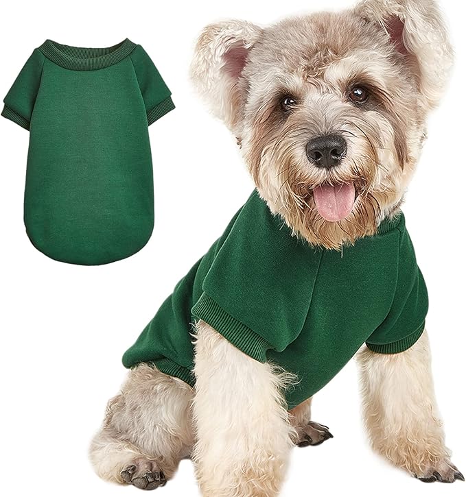 Puppy Sweater for Small Dogs Clothes Warm Winter Cat Clothe Pet Sweatshirt Knitwear Doggie Kitten Clothing, Green, XX-Small