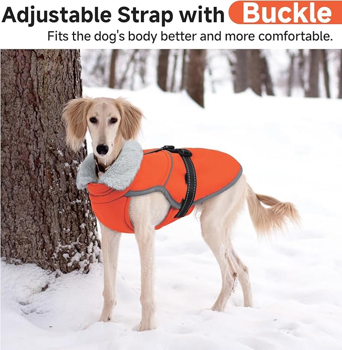 Lelepet Warm Dog Winter Coat Reflective Dog Jacket Fleece Vest Waterproof Windproof Cold Weather Coats with Adjustable Buckle Plush Turtleneck Pet Snowsuit for Small Medium Large Dogs,Pitbull,Lab,XL