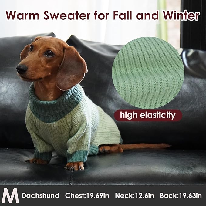 Dog Sweater XL, Turtleneck Sweaters for Large Dogs Girl Boy, Thermal Knit Sweatshirt with Leash Hole Easy Walking, Warm Big Dog Holiday Clothes Christmas for Beagle Corgi Cocker Spaniel, Green XL