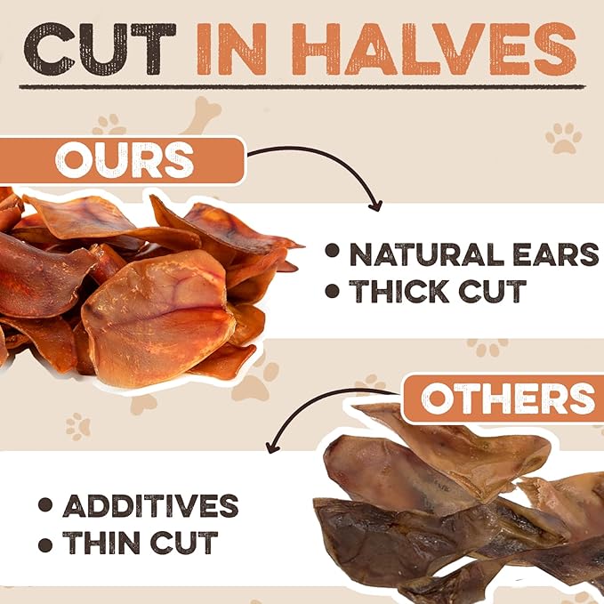 BRUTUS & BARNABY Pig Ear Halves for Dogs, 40 Ct. – All-Natural Single Ingredient Dog Chews, Slow Cooked & Fully Digestible Rawhide Alternative