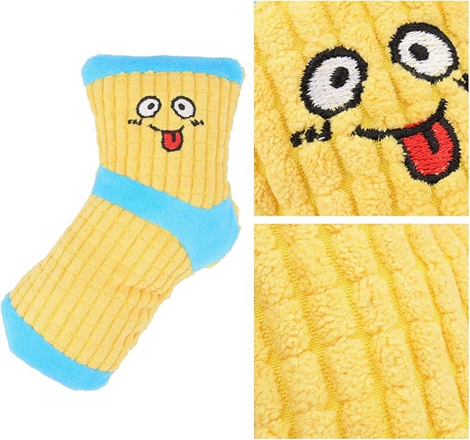 Squeaky Dog Toys, Funny Dog Toys Stuffed Plush Dog Toy, Cute Socks Dog Birthday Gift Dog Chew Toys Pet Toys for Small Medium Dogs(Pink Green)