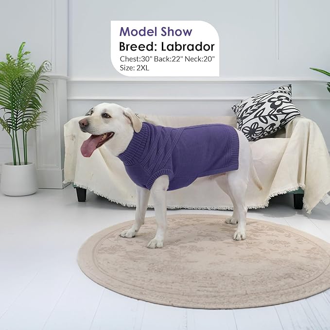 Dog Sweaters for Large Dogs Male Female Pet Knitwear Classic Puppy Warm Pullover Turtleneck Cold Weather Clothes for Pitbull(GrayishBlue, XL)