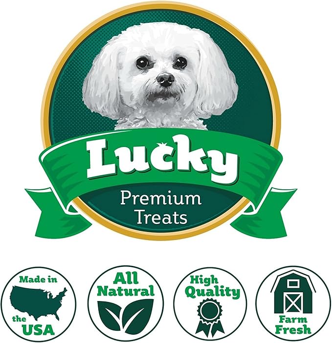 Lucky Premium Treats Beef Basted Rawhide – All-Natural Rawhide and Beef Dog Treats for Extra Small Dogs, Gluten Free Premium Toy Breed Dog Treats (50 Chews)