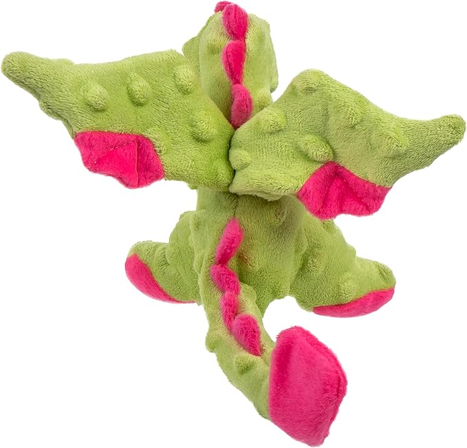 goDog Bubble Plush Dragons Squeaky Dog Toy, Chew Guard Technology - Green, Small