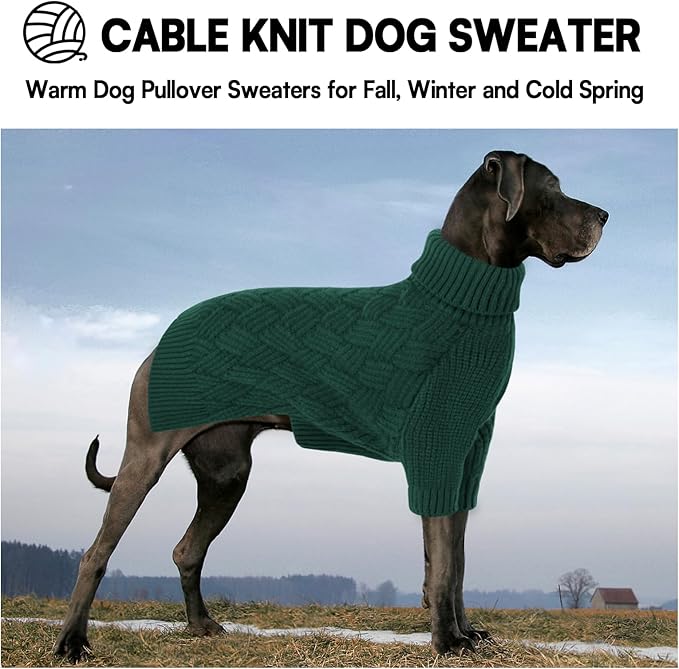 KOESON XXL Dog Sweater for Large Dogs, Extra Large Dog Christmas Sweater, Thick Warm Xmas Sweaters for Big Dogs, Pet Winter Apparel for Labrador, Golden Retriever, Doberman, Pitbull, Green, XXLarge