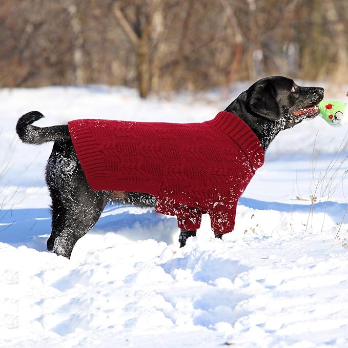 ASENKU XXXXL Dog Sweaters for Large Dog Girls Boys, Pullover Turtleneck Knitted Big Doggie Sweatershirt for Female Male, Doberman Great Dane Sweater for Extra-Large Breed Dogs, Red 4XL