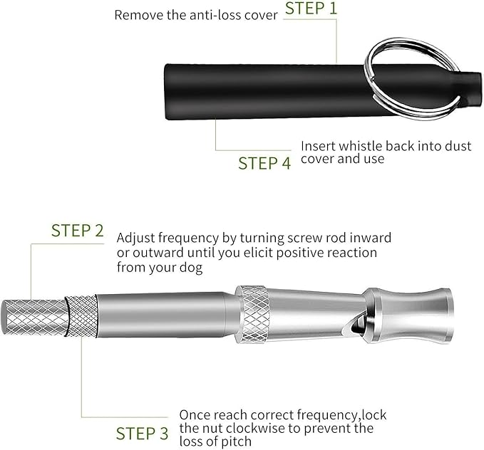 Dog Whistle to Stop Barking, Adjustable Pitch Ultrasonic Training Tool Silent Bark Control for Dogs-1 Free Lanyard Strap with Pack of 1 PCS Pet Whistle