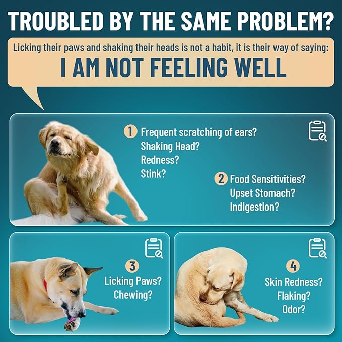 VICSOM Natural Dog Yeast Infection Treatment for Dogs, 2 Pack Itchy Skin & Ear Treatment Natural Support Allergy Relief, Dog Yeast Infection Relief, Irritation, Itching & Inflammation, 60ml x2