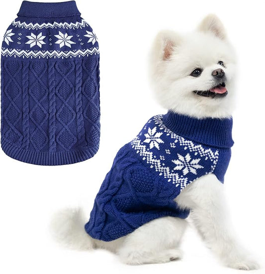 Warm Winter Dog Sweater - Cold Weather Pet Clothes for Small Medium Large Dogs Indoor Outdoor, Soft Classic Knit Puppy Apparel