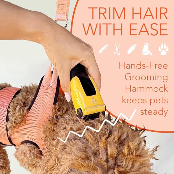 Haminway Pet Grooming Hammock – Large Dog Grooming Sling for Nail Trimming, Bathing & Ear/Eye Care – Pink