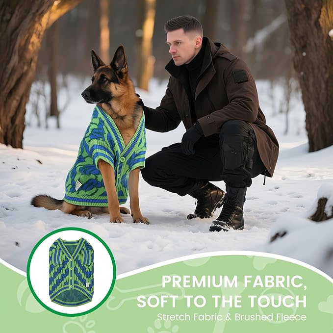 Pet Sweaters for Dogs Boys and Girls, Dynamic Letter Patterned Dog Sweater,Dog Cardigan,Pet Clothes,Pet Knitted Clothing,Fit for Different Seasons and Kinds of Dogs (Green L)