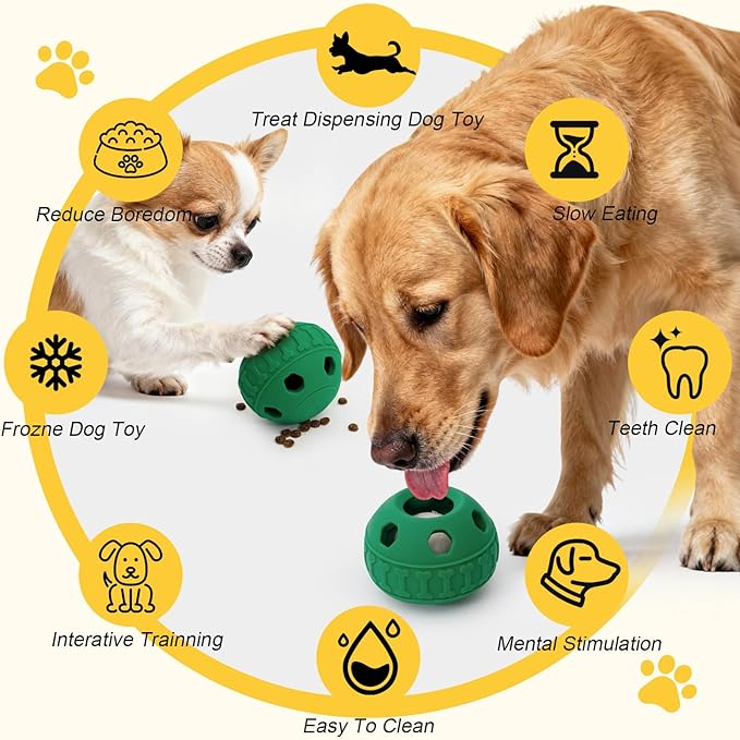 IFOYO Frozen Treat Dog Toy Ball for Small to Medium Dogs, Silicone Enrichment Dog Toys to Keep Them Busy, Reduce Anxiety, Puzzle Treat Dispensing Dogs Toys for Slow Food Training, Easy to Clean