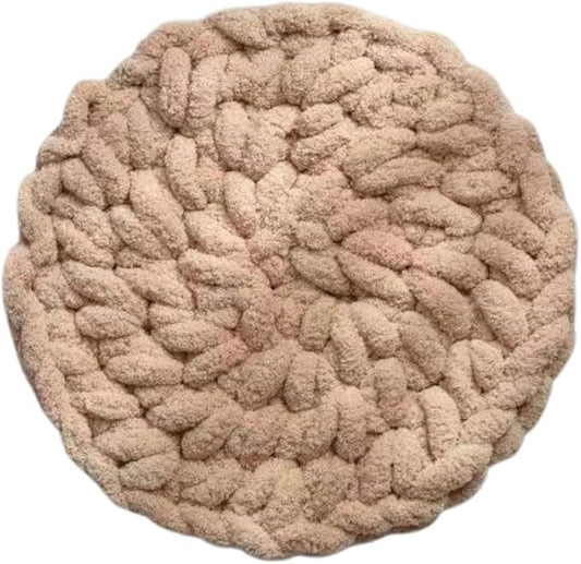 Cat Knitted Bed Mat, Extra-Soft Washable Warm Round Pads Cushions for Indoor Kittens, Cat Trees Towers, Perfect for Kneading and Sleeping (Oatmeal,Medium)