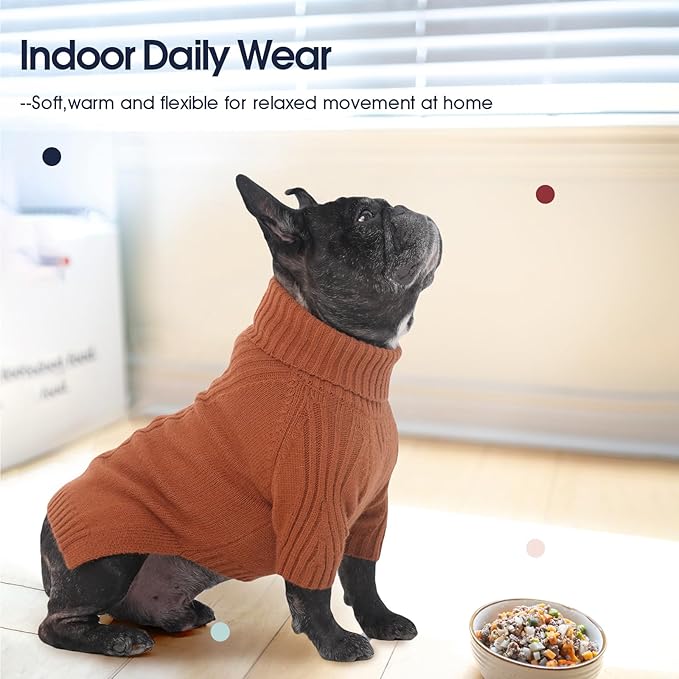IECOii Extra Large Dog Sweater 4XL,Thermal Warm Dog Sweaters for Giant Breed Dogs,Turtleneck Knitted Knitwear for Pet Winter,Stretchy&Easy On Doggy Sweatshirt for Doberman,Great Dane(Caramel,XXXXL)