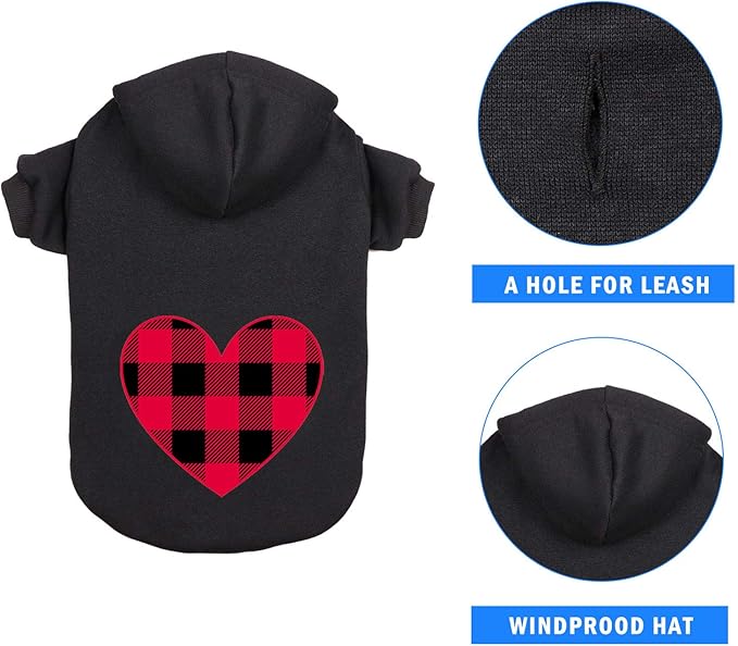 Dog Hoodie Sweater Sweater for Dogs Pet Clothes Black Buffalo Plaid Warm and Soft Breathable Cozy(XXL)