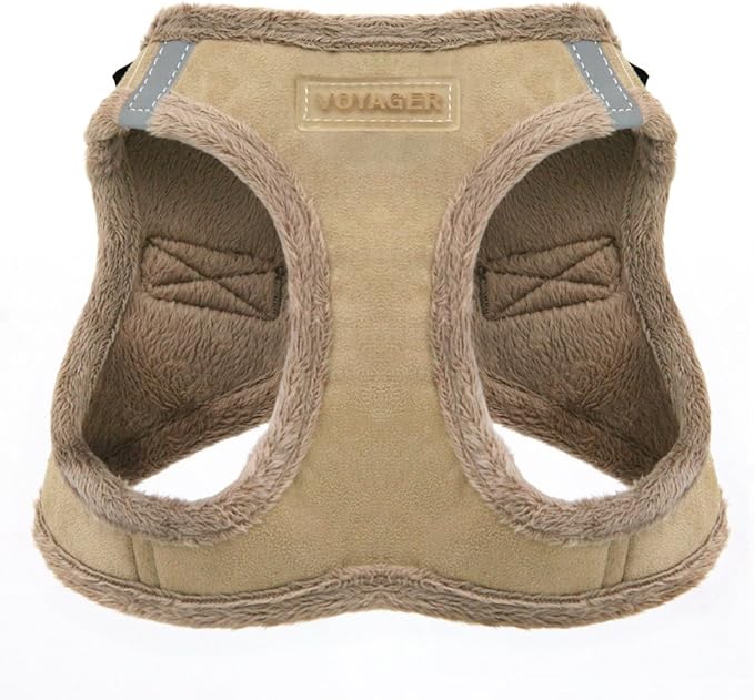 Voyager Step-In Plush Dog Harness – Soft Plush, Step In Vest Harness for Small and Medium Dogs by Best Pet Supplies - Harness (Latte Suede), S (Chest: 14.5 - 16")