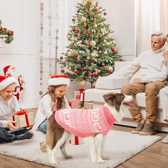 SCENEREAL Turtleneck Dog Sweater for Small Medium Large Dogs Girls Boys, Knit Pet Pullover Puppy Clothes Cold Weather Coats, Holiday Outfits Sweatshirt for Christmas, Pink SM