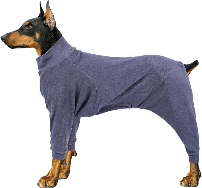 Dog Winter Coat,Warm Dog Jacket,Puppy Polar Fleece High Collar Full Body Snowsuit,Comfort Windproof Sweater(Grey,Large)