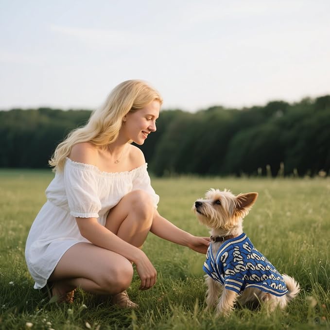 Pet Sweaters for Dogs Boys and Girls, Dynamic Letter Patterned Dog Sweater,Dog Cardigan,Pet Clothes,Pet Knitted Clothing,Fit for Different Seasons and Kinds of Dogs (Blue XL)