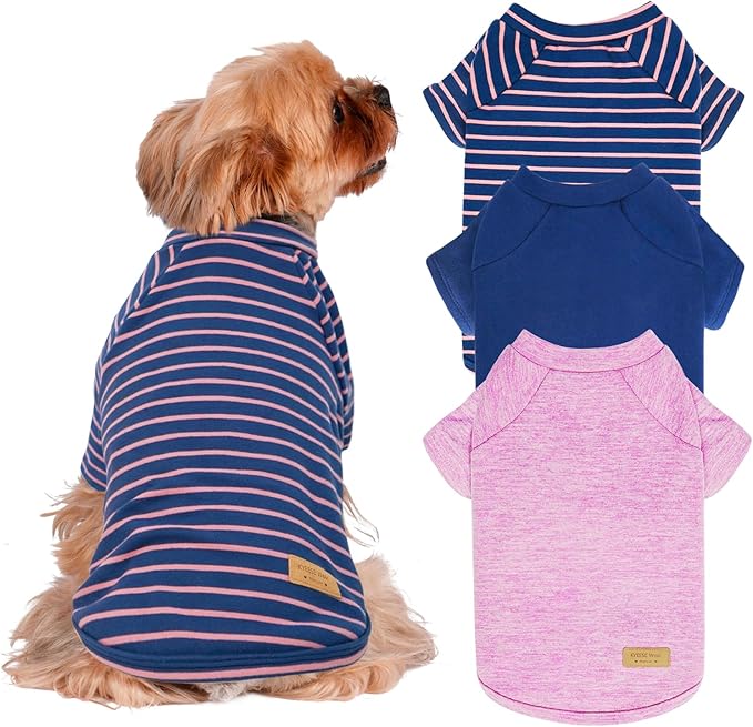 KYEESE 3Pack Dog Sweater Pullover Dog Sweaters for Small Dogs Girl Lightweight Dogs Sweatshirt Soft Pet Coat Cat Sweaters with Sleeves Stretchy Cat Clothes Comfy Pet Fleece Sweater for Cold Weather