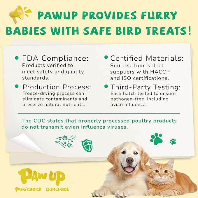PAWUP Freeze Dried Duck Treats for Cats Dogs, Rawhide Free Freeze-Dried Raw Food Topper, High Protein, Gluten&Grain Free, 4.6oz