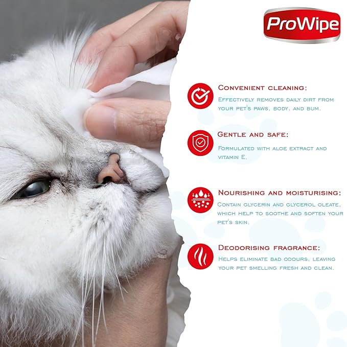 Pet Wipes, Dog Wipes, Cat Wipes, Grooming & Cleaning Wipes for Paws and Butt with Aloe Extract & Vitamins, Perfect as Eye, Ear Wipes, Suitable for Puppy, Kitten, Dogs and Cats, 4Pack x 40-160