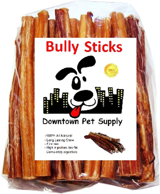 Downtown Pet Supply Bully Sticks for Dogs - Natural 6 Inch Beef Chews, Odor-Free & Rawhide-Free, Long Lasting Dog Treats for Aggressive Chewers - Healthy, Safe & Delicious Chews Dogs Love (18 Pack)