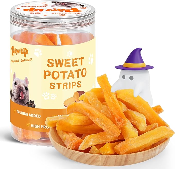 PAWUP Sweet Potatoes Strips Dog Treats - Single Ingredient Soft Chews w/Taurine, Chewy Sticks for Small & Medium Dogs, Easy to Digest, 12.5oz