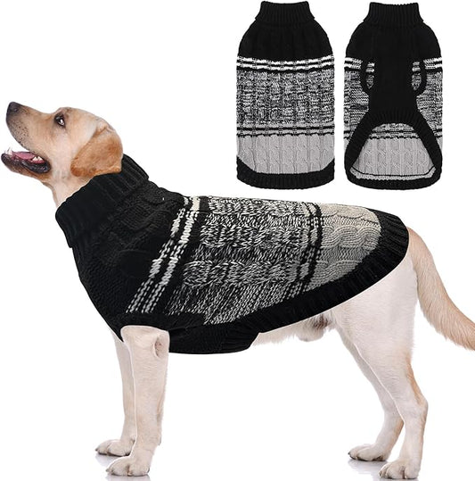 Mihachi Dog Sweaters for Large Dogs - Soft, Warm Dog Shirt, Cold Weather Turtleneck Pullover, Cat and Puppy Coat with Leash Hole, Black Large
