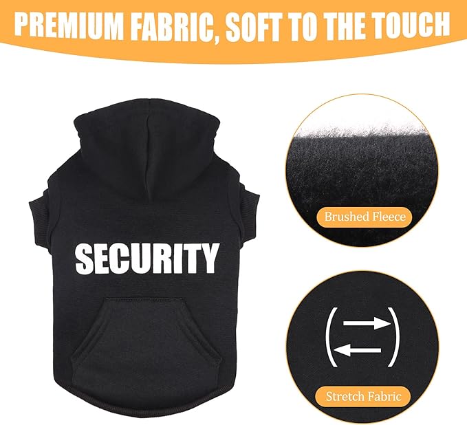 Dog Hoodie Security Dog Sweater Soft Brushed Fleece Clothes Hoodie Sweatshirt with Pocket for Small Medium Large Dogs (XX-Large)