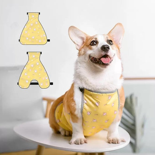 Waterproof Belly Shield for Corgis & Dachshunds – Adjustable underbelly Protector. Male/Female Designs. Stays Dry in rain, mud & Grass. Ideal for Sensitive Skin (Yellow - Male, L)