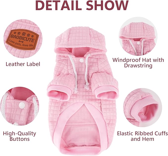 2 Pack Dog Hoodie Sweaters for Small Medium Dogs Warm Dog Clothes for Large Dogs Soft Waffle-Like Laminated Sweatshirt Bulldog (Pink+Purple, XXL (Back: 26",Chest: 34.5", Neck: 25"))