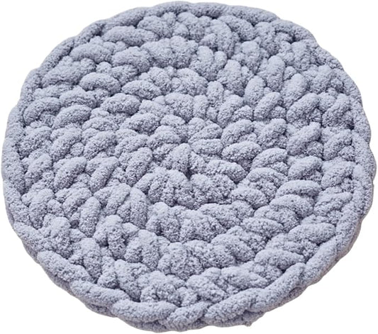 Cat Knitted Bed Mat, Extra-Soft Washable Warm Round Pads Cushions for Indoor Kittens, Cat Trees Towers, Perfect for Kneading and Sleeping (Blue-Grey,Medium)