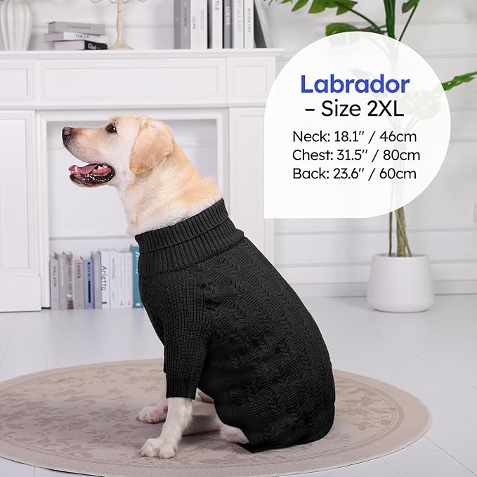 ASENKU Dog Sweater for Medium Dog Girls Boys, Fall Winter Turtleneck Long Sleeve Pet Christmas Sweater, Pullover Sweatshirt for Dachshund, Westie (Grey, M)