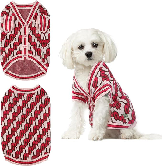 Pet Sweaters for Dogs Boys and Girls, Dynamic Letter Patterned Dog Sweater,Dog Cardigan,Pet Clothes,Pet Knitted Clothing,Fit for Different Seasons and Kinds of Dogs (Pink S)