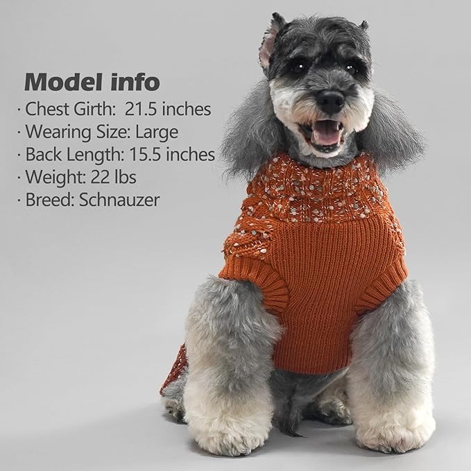 KYEESE Dog Sweaters for Small Dogs Male Color Block Pet Sweater with Fuzzy Thread Knitted Small Dogs Sweater Turtleneck Fall Winter Puppy Sweater, Brown, XS