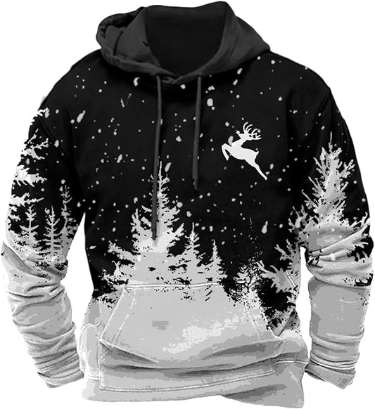 HOTYD Mens Western Aztec Sweatshirts Long Sleeve Fall Fashion Drawstring Pullover Vintage Graphic Cowboy Hoodie for Men