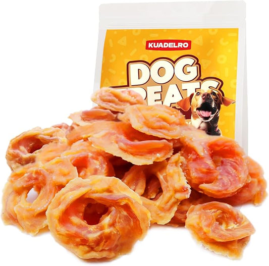 Chicken Rings Dog Treats, Natural Chicken Breast Jerky Rawhide-Free Soft Chews Healthy Dog Training Treats for Small Medium Large Breed 10.54oz