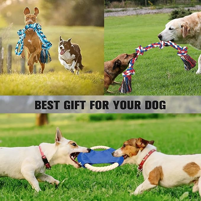 6 Pack Dog Rope Toys for Small Medium Large Breed, Tough Chew Ropes Tug Toy for Dogs, Flying Disc Fetch Toy Dog Rope Ball, Interactive Toy for Boredom, Puppy Teeth Cleaning