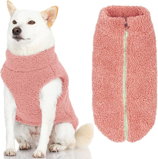 Gooby Sherpa Vest - Mauve Pink, Large - Warm Fuzzy Fleece Step in Dog Jacket Without Ring Leash - Winter Small Dog Sweater - for Everyday Use