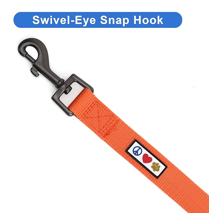 Pawtitas 6 FT Comfortable Leash - Solid Color, Medium/Large, Orange, Perfect for Dog Training